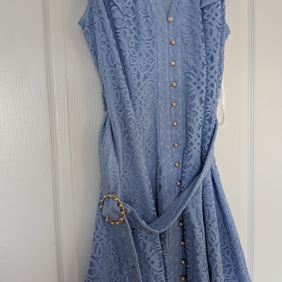 Ever New Lace Button-Front Midi Dress in Light Blue - Picture 2 of 6